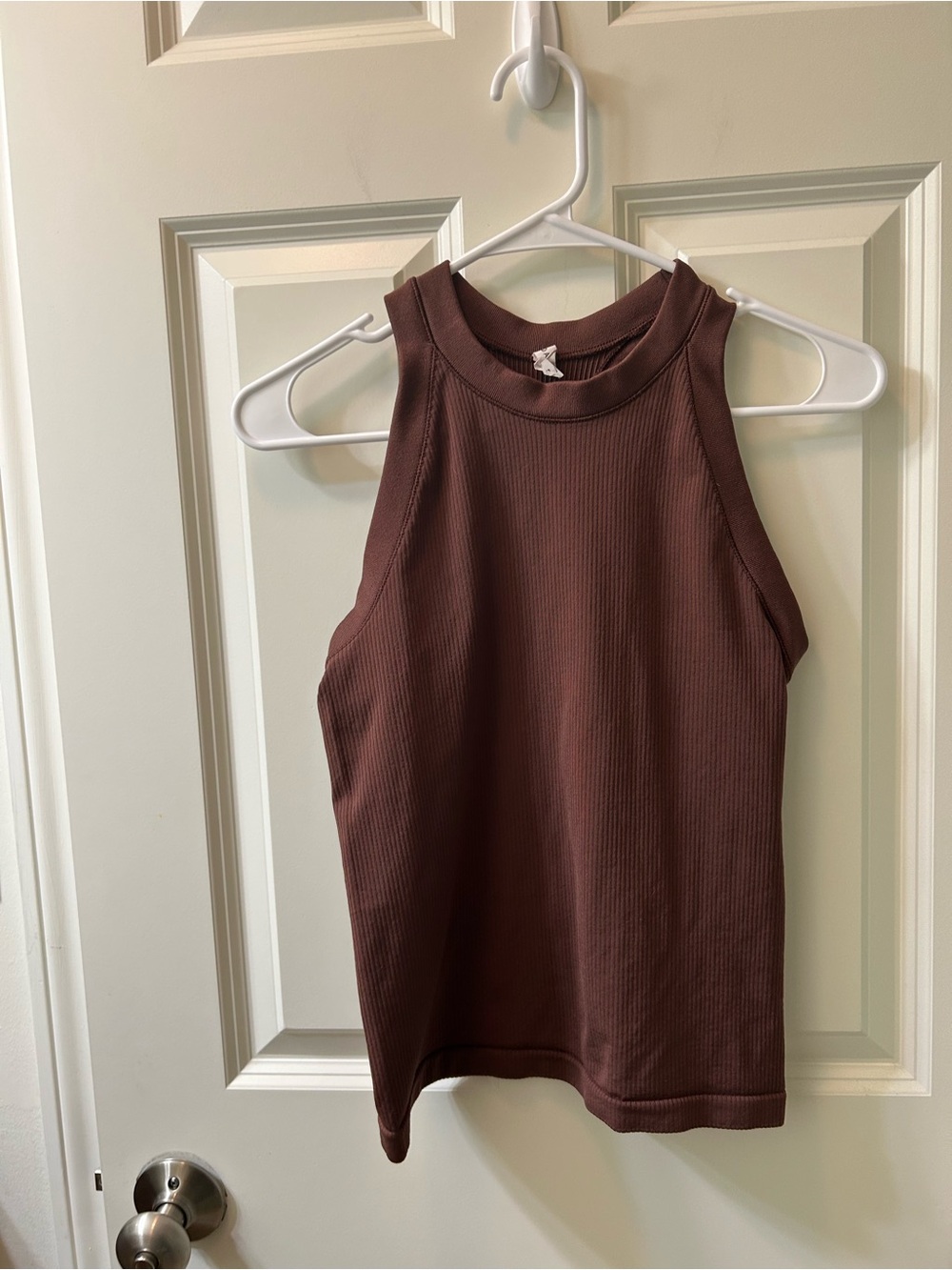 Athleta Ribbed High-Neck Tank Top in Chocolate